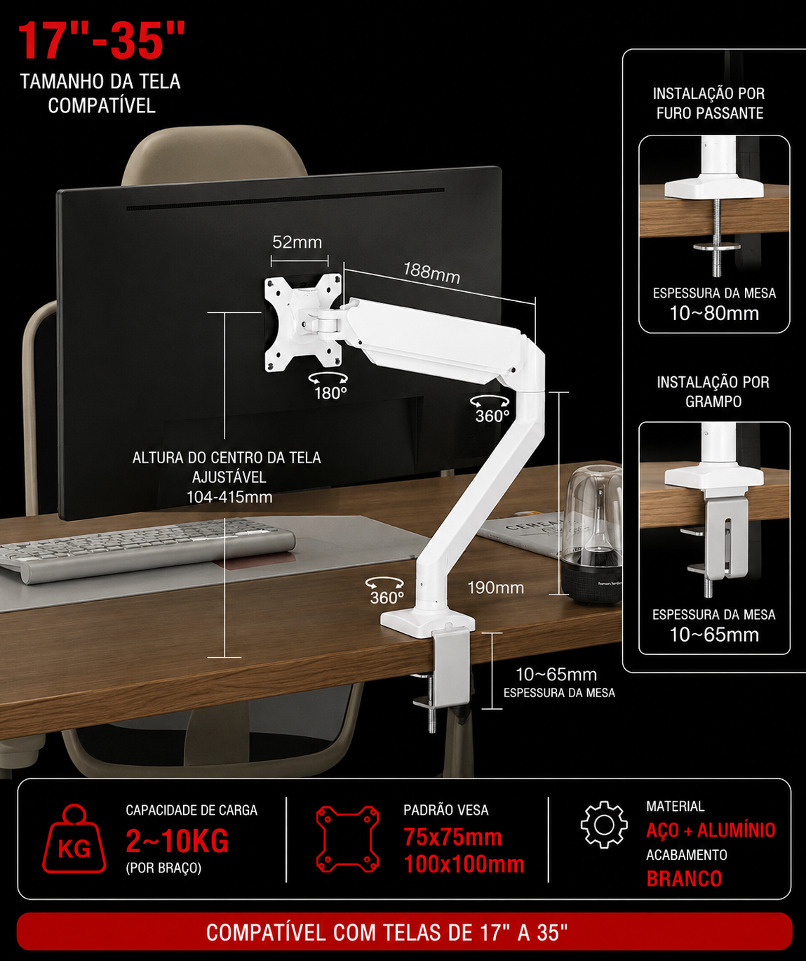 Suporte Articulado Premium Para Monitor Gamer