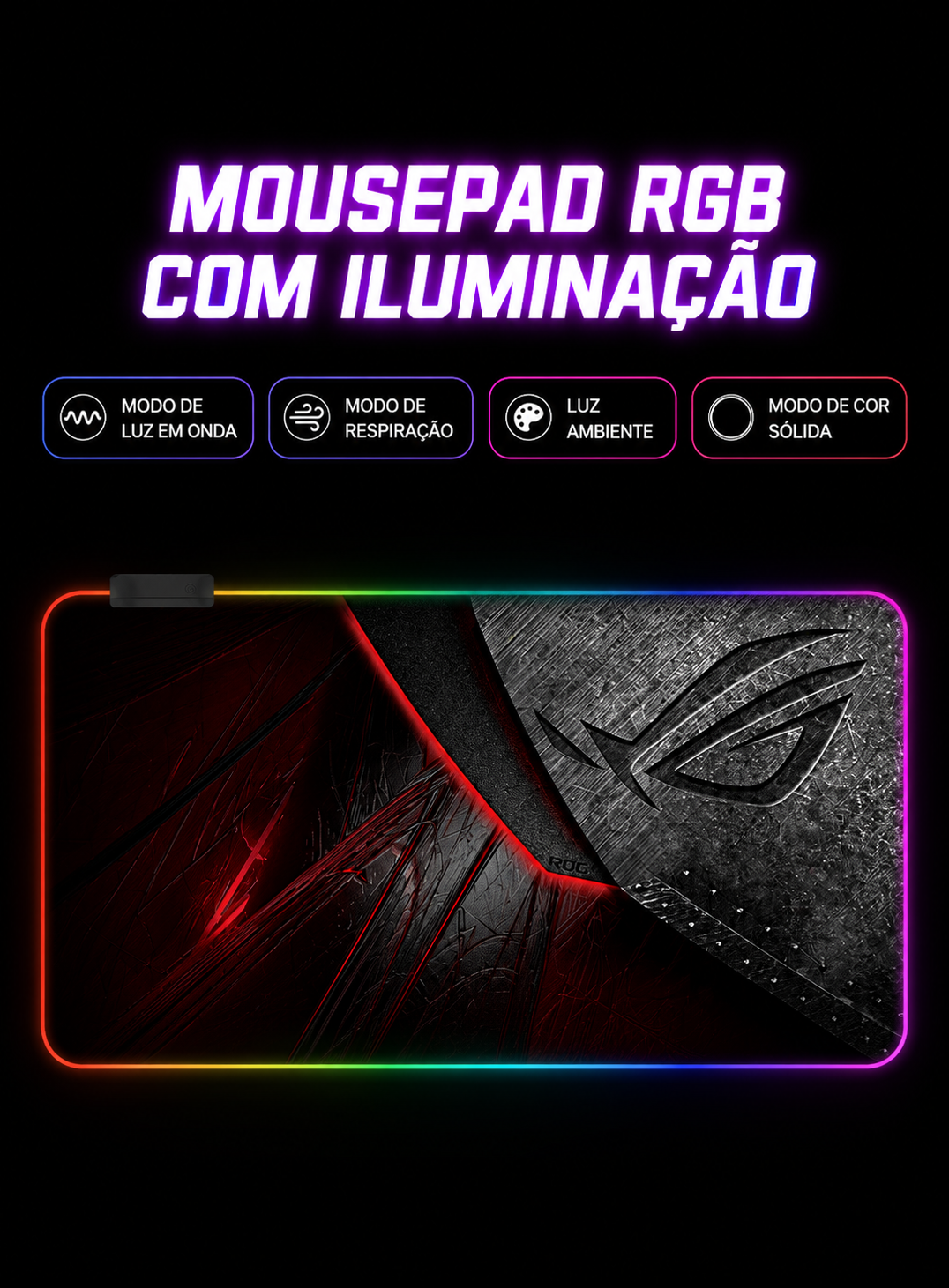 Mousepad Gamer RGB Extra Grande LED para Setup Premium
