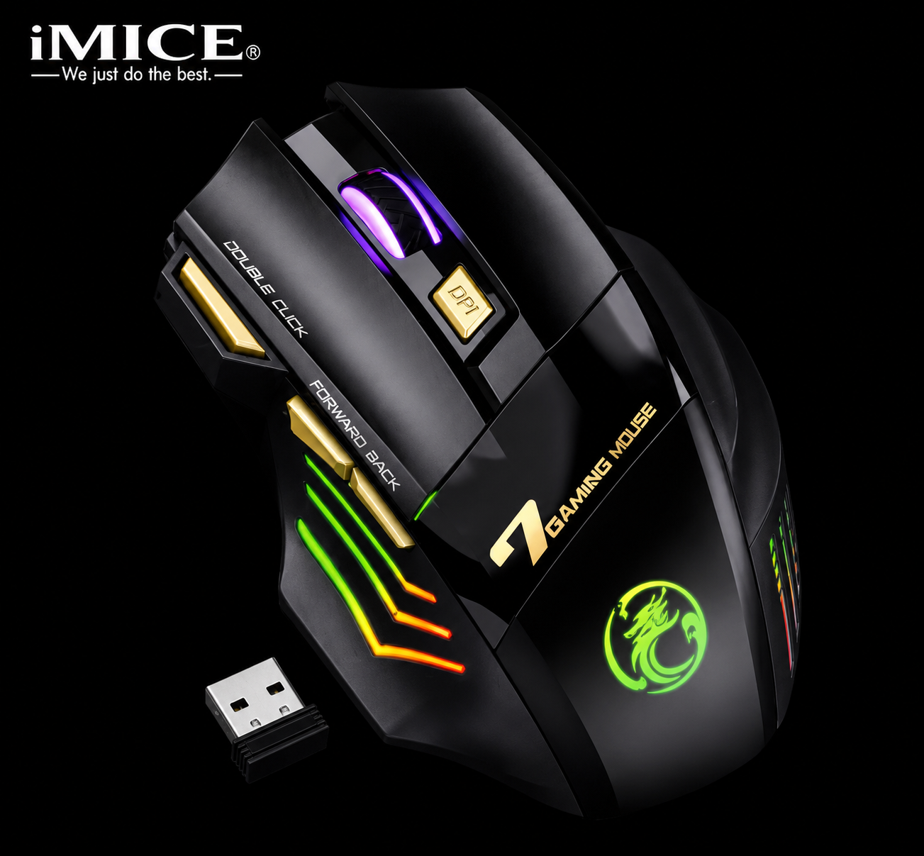 Mouse Gamer Sem Fio RGB Recarregável – Clique Silencioso 2.4G