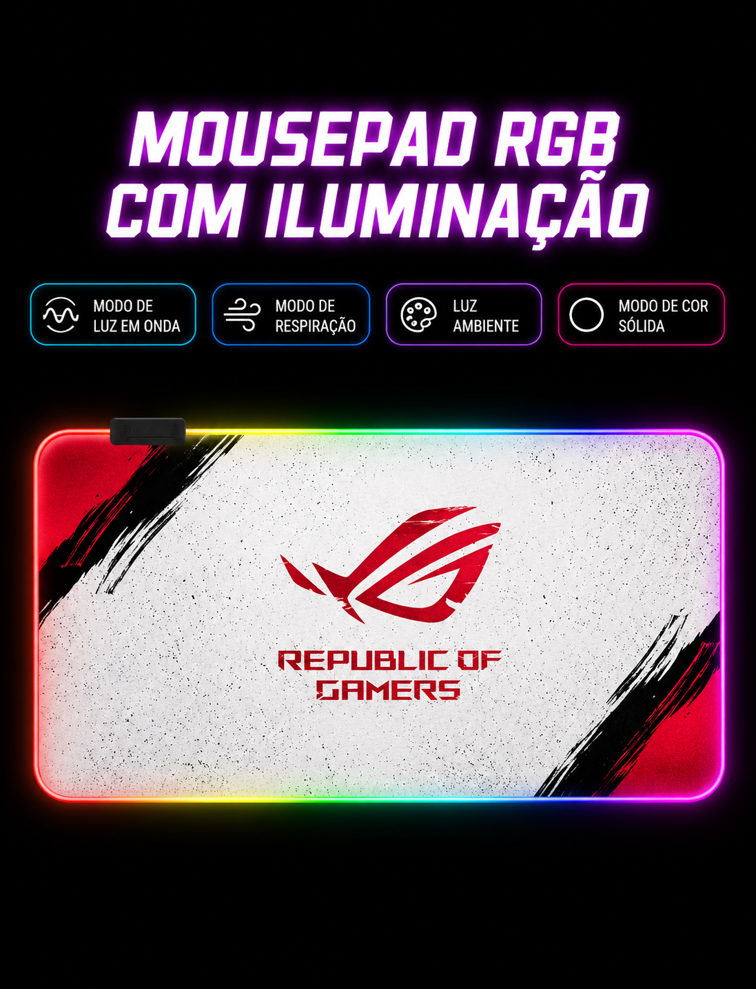 Mousepad Gamer RGB Extra Grande LED para Setup Premium
