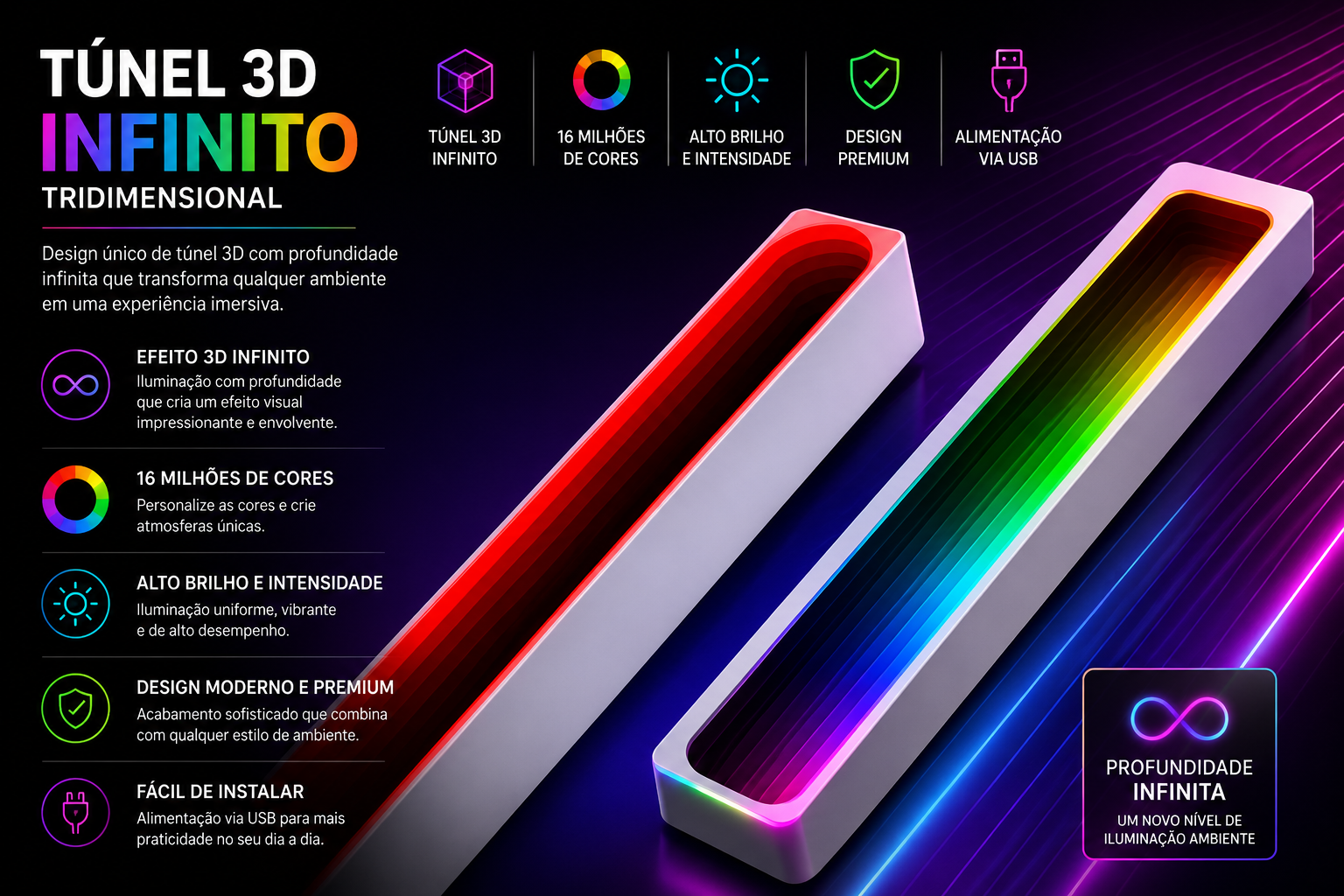 Barra LED RGB Ambiente 3D para Setup Gamer