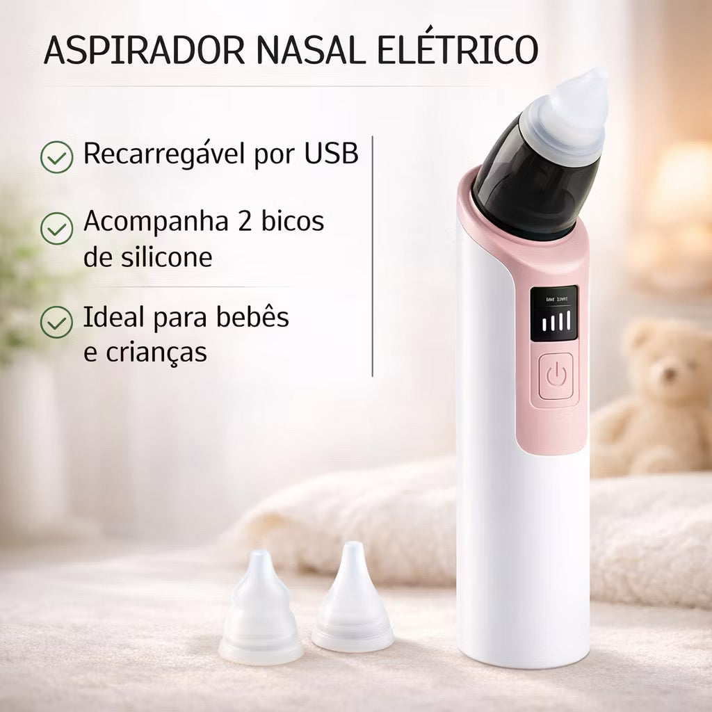 Aspirador Nasal Elétrico para Bebê | Sem Dor | 6 Níveis | Recarregável USB