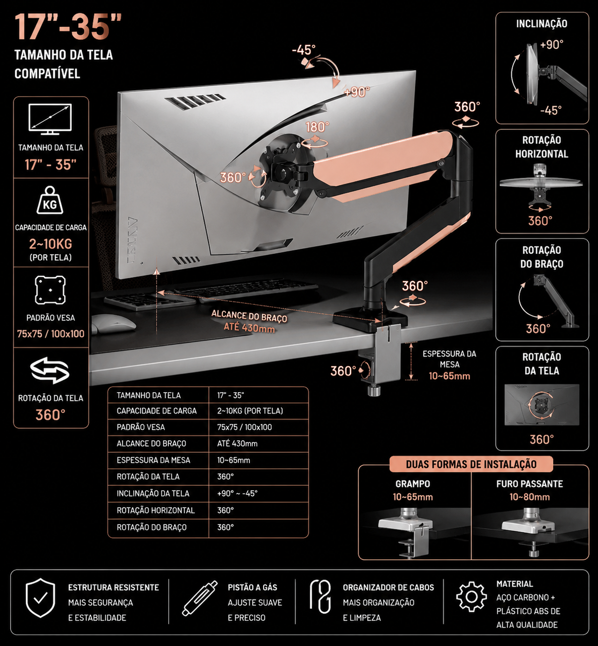 Suporte Articulado Premium Para Monitor Gamer