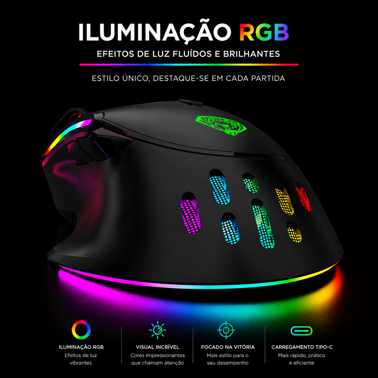 Mouse Gamer Sem Fio RGB Recarregável – Alta Performance 2.4G