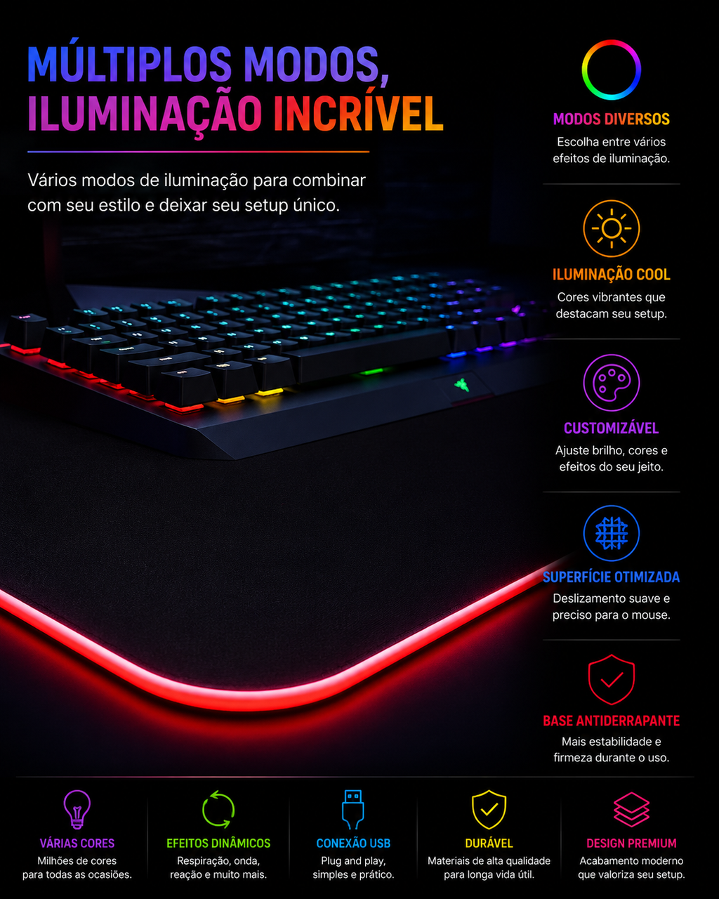 Mousepad Gamer RGB Extra Grande