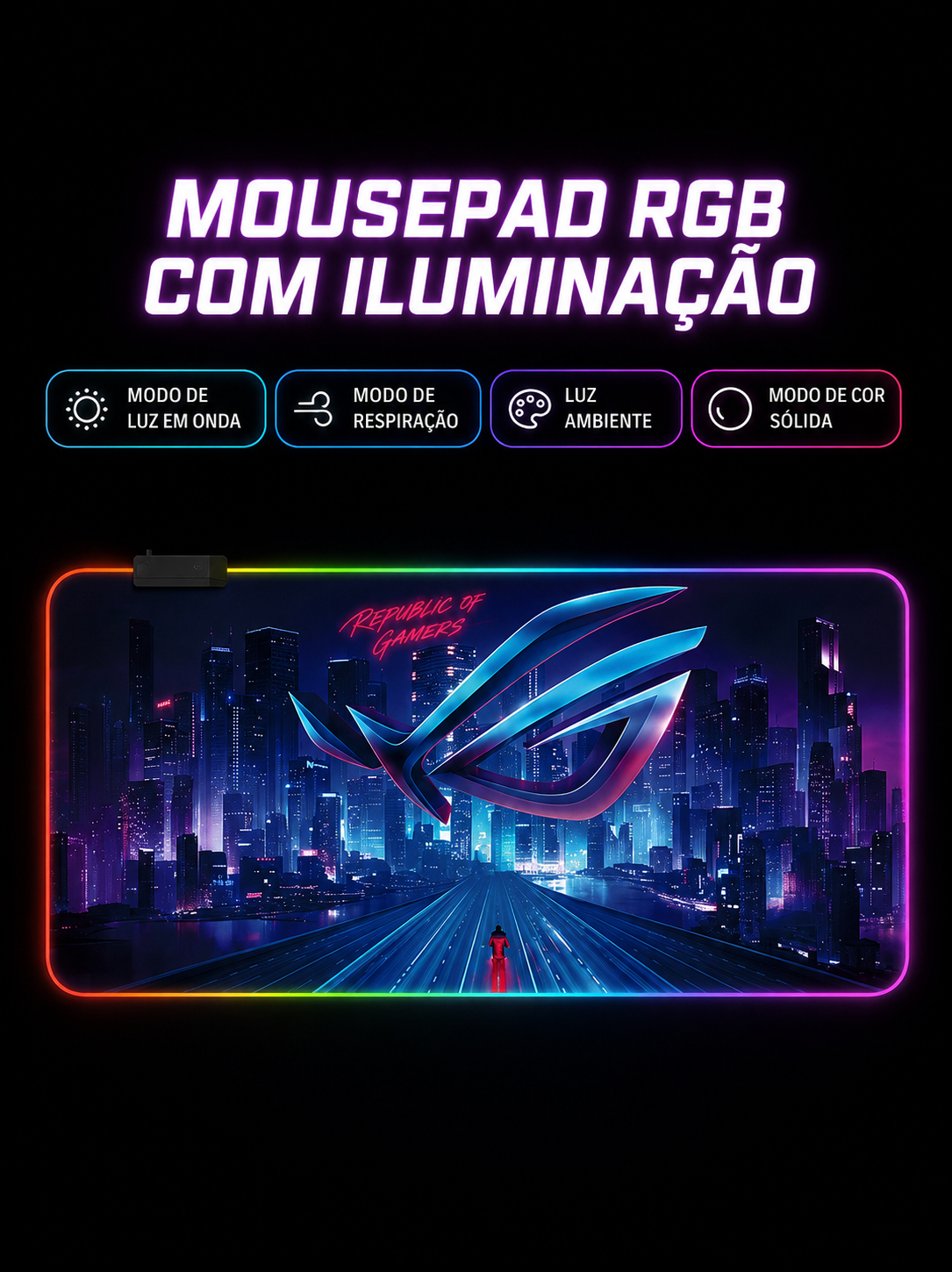 Mousepad Gamer RGB Extra Grande LED para Setup Premium