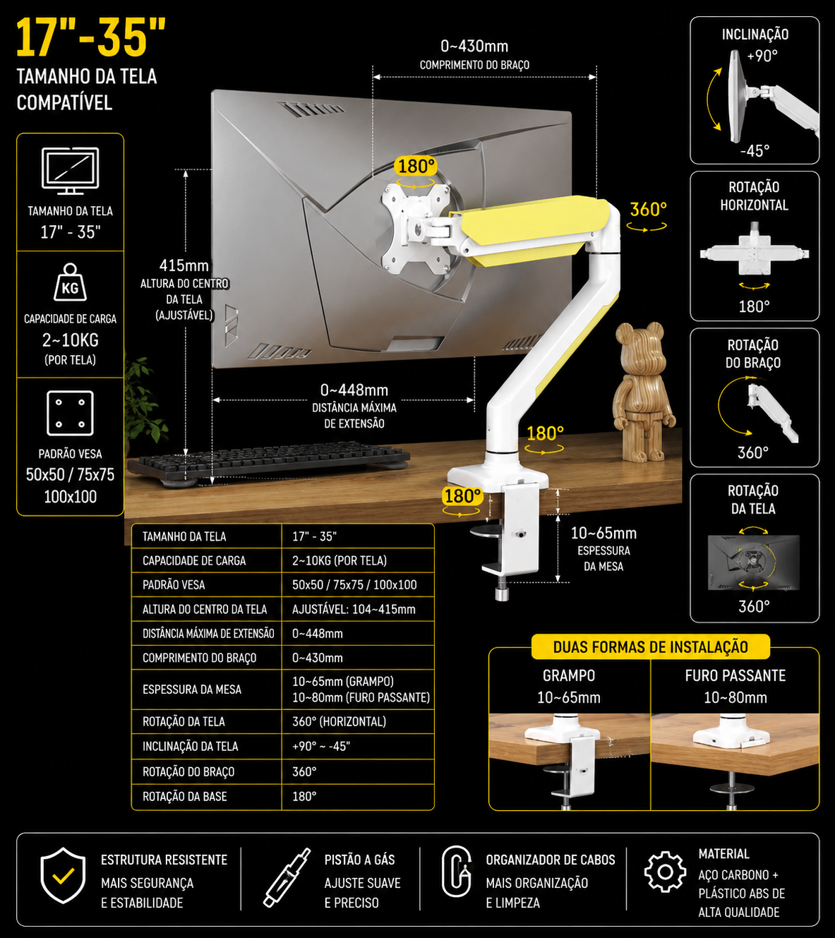 Suporte Articulado Premium Para Monitor Gamer