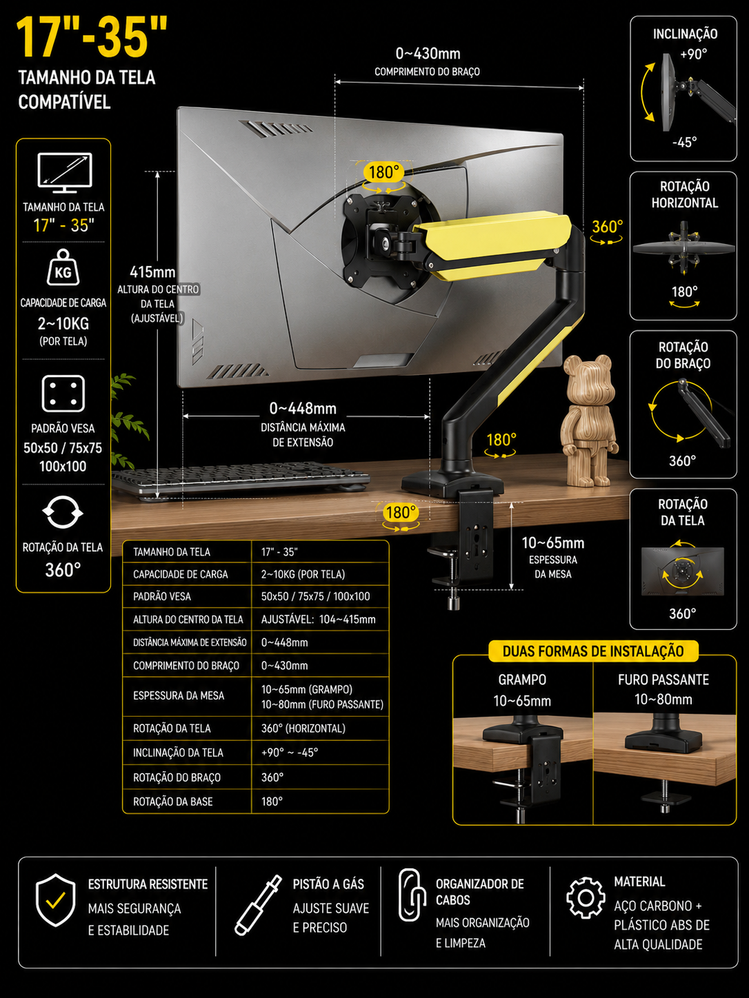 Suporte Articulado Premium Para Monitor Gamer