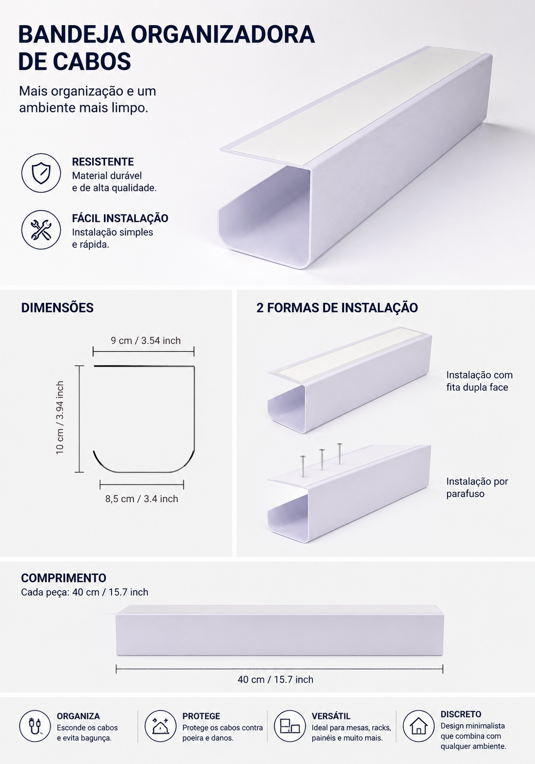 Organizador de Cabos Para Mesa Gamer Premium