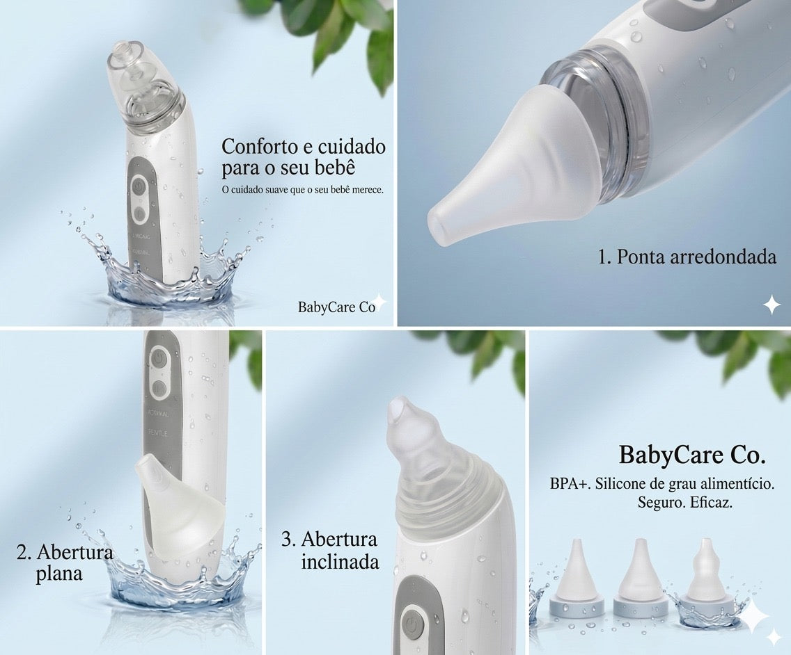 Aspirador Nasal Elétrico para Bebê – Limpeza Suave, Sem Dor e com 3 Níveis de Sucção