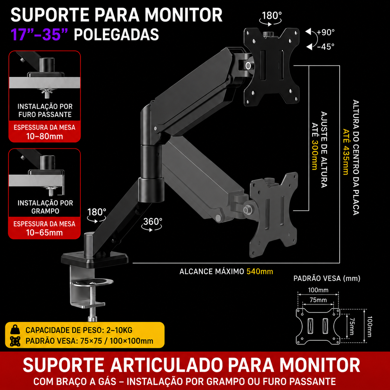 Suporte Articulado Premium Para Monitor Gamer