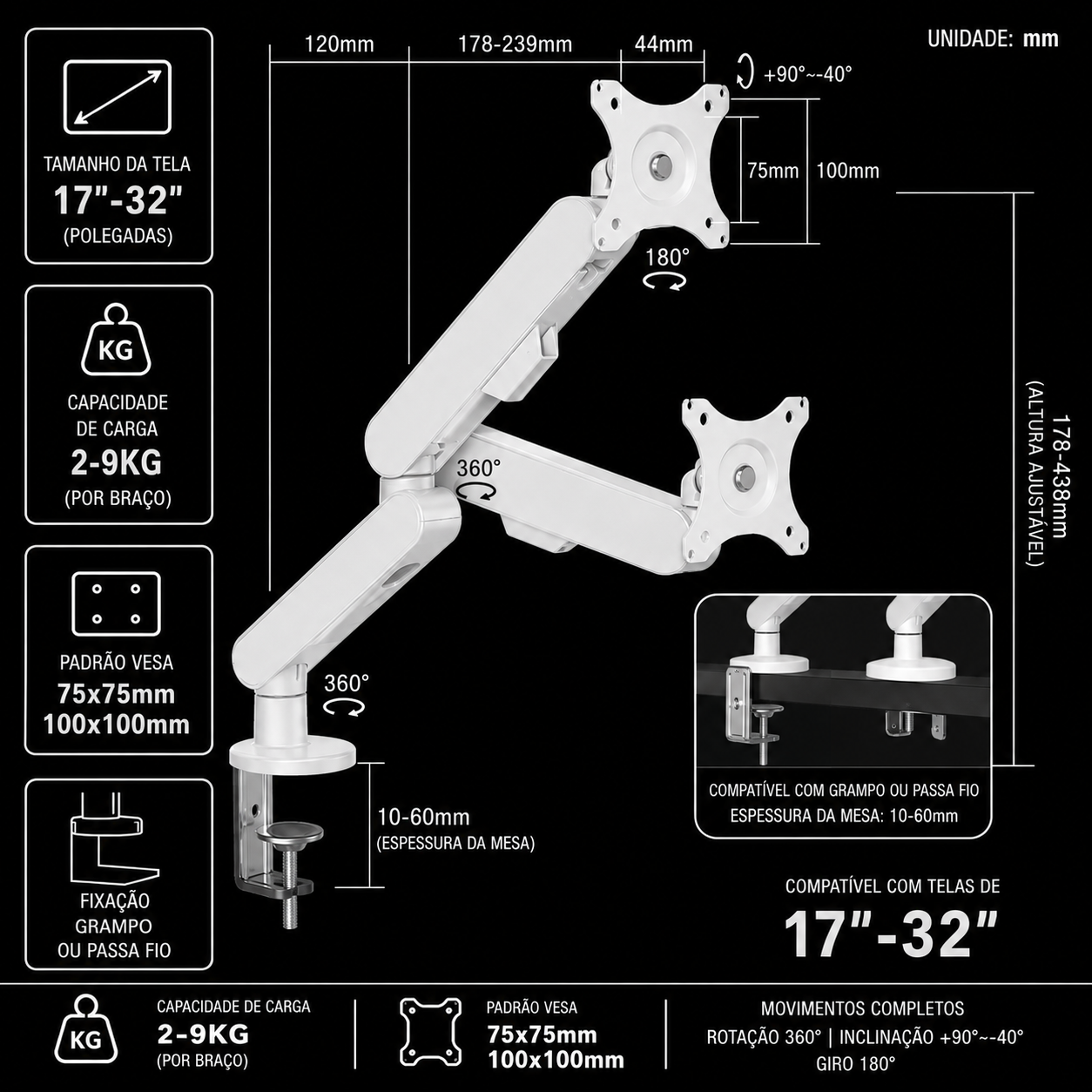 Suporte Articulado Premium Para Monitor Gamer