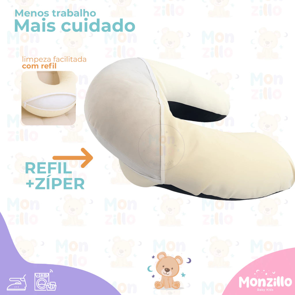 Ninho Redutor de Berço + Almofada de Amamentação 2 em 1 | 100% Conforto | Ajustável | Capa com Zíper