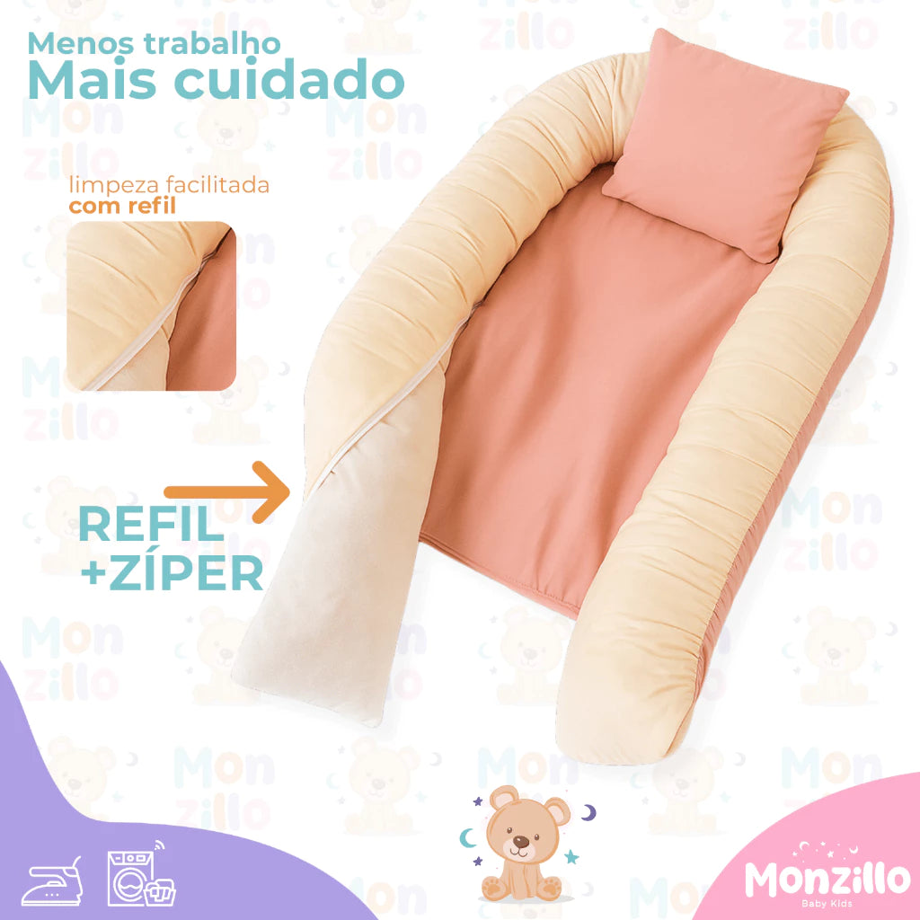Ninho Redutor de Berço + Almofada de Amamentação 2 em 1 | 100% Conforto | Ajustável | Capa com Zíper